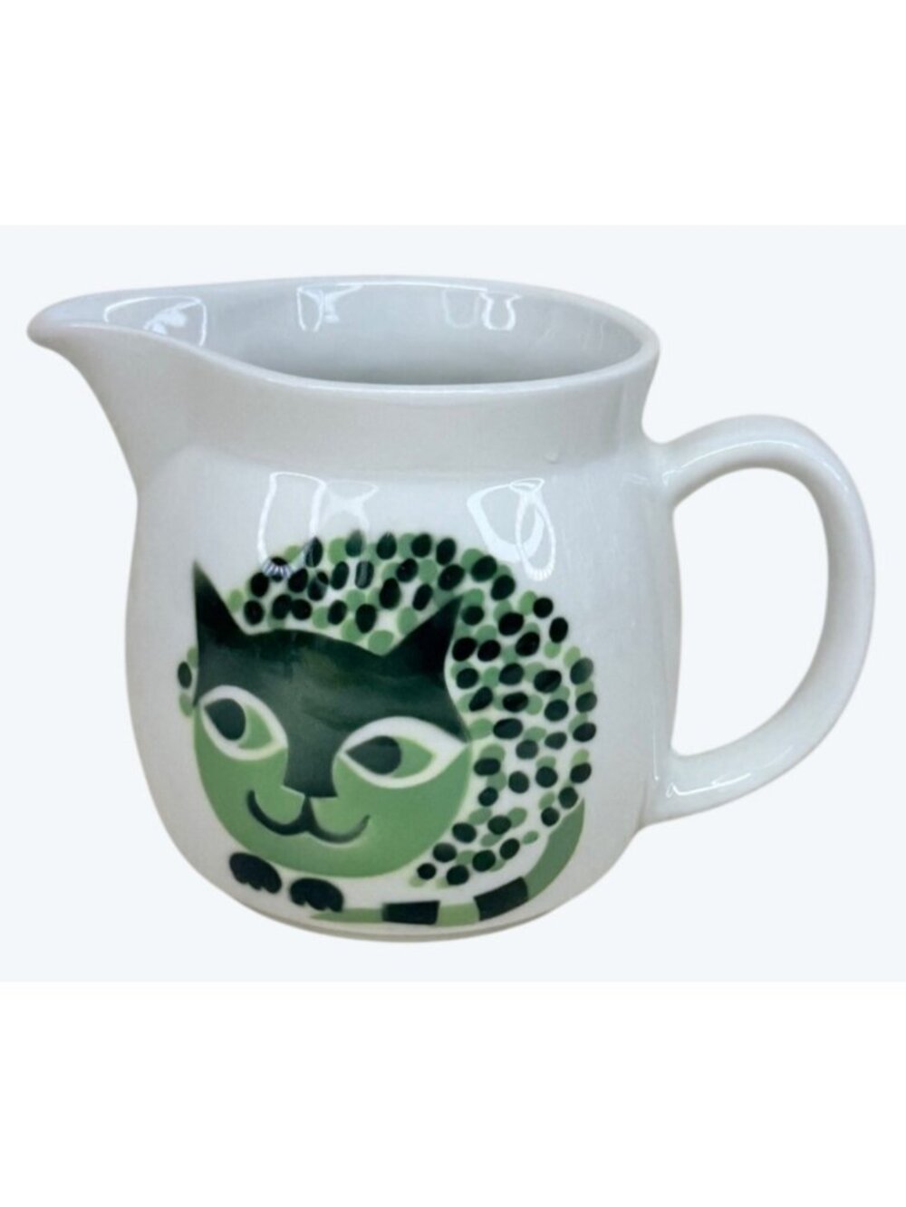 Arabia Finland Green Spotted Kissa Cat Kaj Franck Gunvor Olin Gronqvist Pitcher